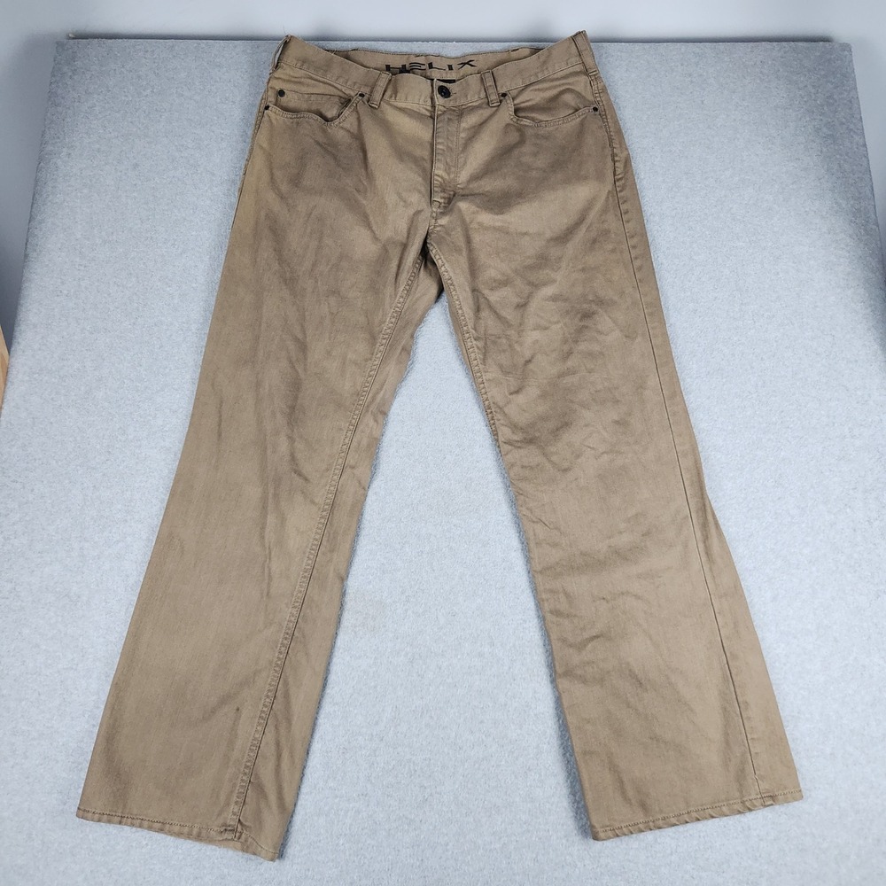Helix Pants Mens 38x32 Tan Cotton 5-Pocket Casual Relaxed Fit Straight Outdoor
